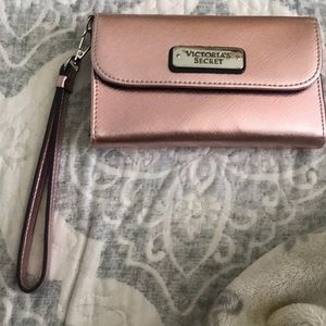 Victoria’s Secret shiny pink wristlet wallet